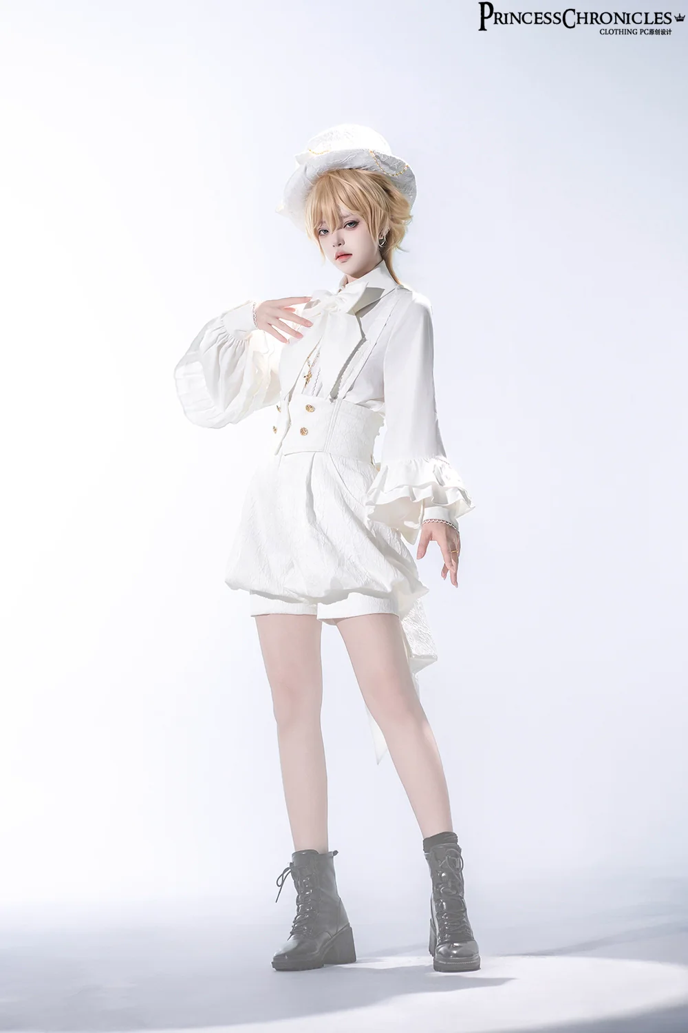 Doll - Ouji Lolita Pink Blouse & White Shorts - Image 5
