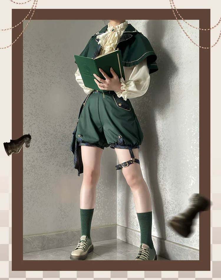 Queen's Chess - Ouji Lolita Cape Shirt & Shorts Set - Image 11