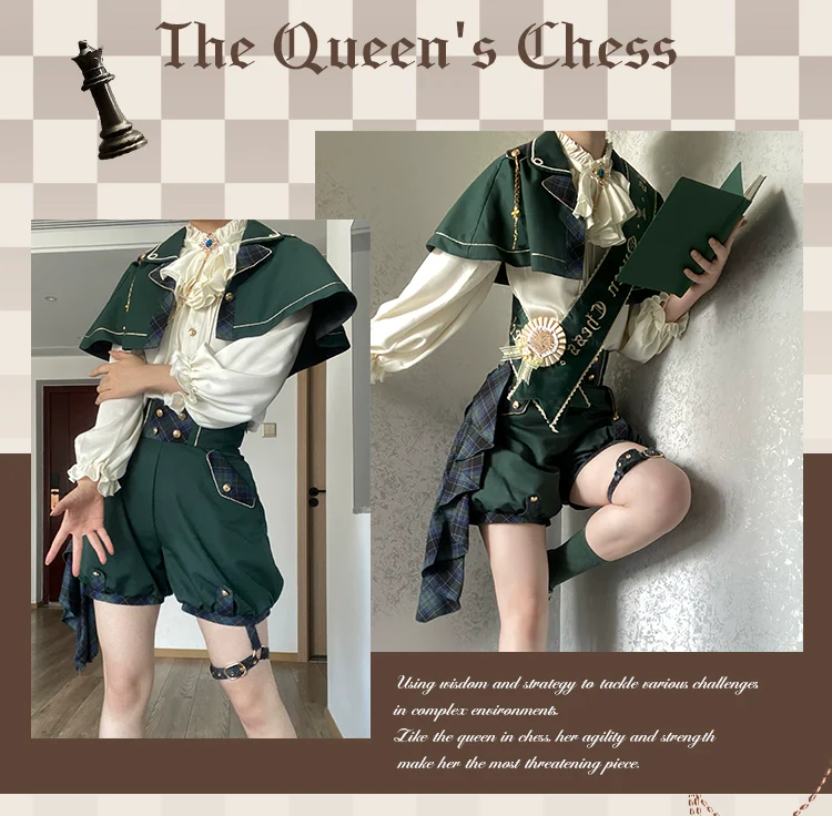 Queen's Chess - Ouji Lolita Cape Shirt & Shorts Set - Image 12