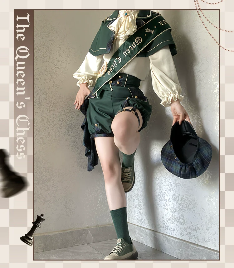 Queen's Chess - Ouji Lolita Cape Shirt & Shorts Set - Image 13