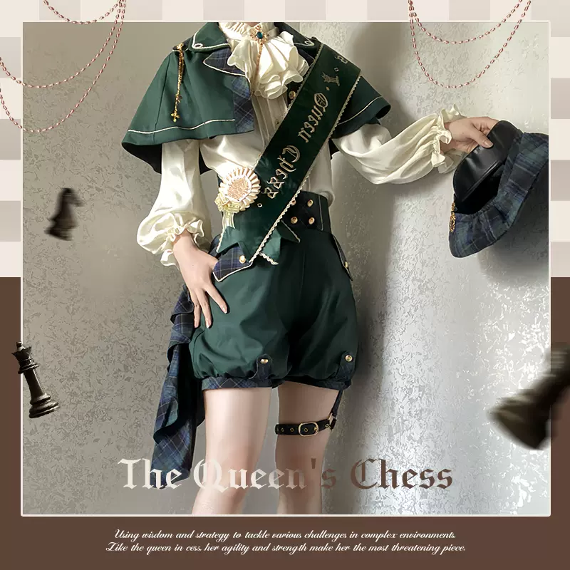 Queen's Chess - Ouji Lolita Cape Shirt & Shorts Set - Image 15