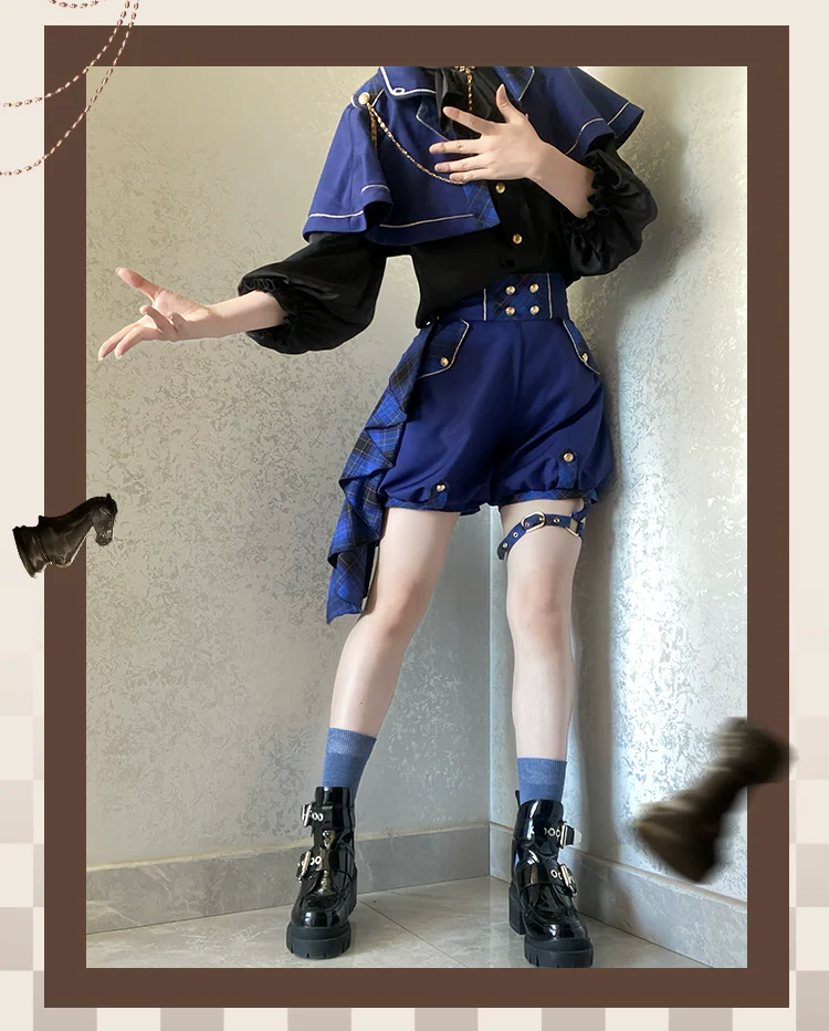 Queen's Chess - Ouji Lolita Cape Shirt & Shorts Set - Image 19