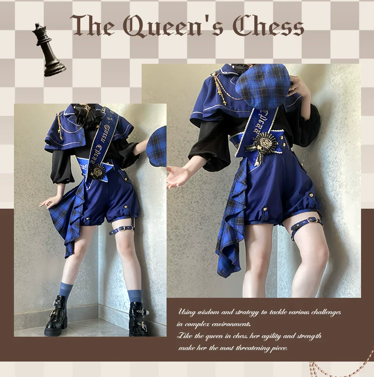 Queen's Chess - Ouji Lolita Cape Shirt & Shorts Set - Image 21