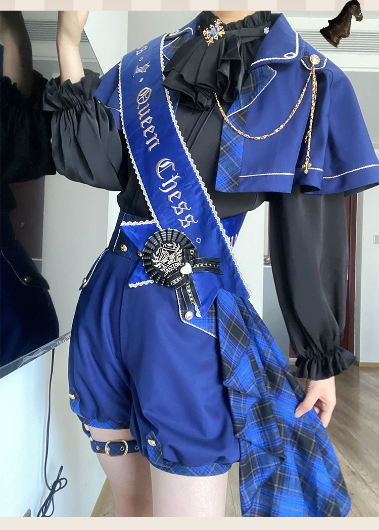 Queen's Chess - Ouji Lolita Cape Shirt & Shorts Set - Image 3