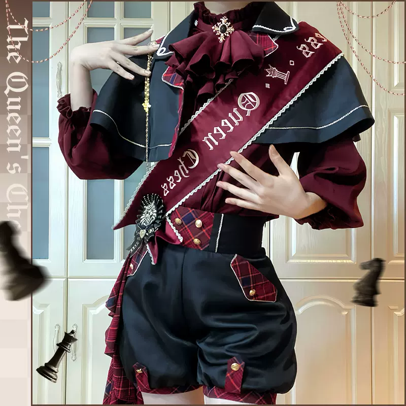 Queen's Chess - Ouji Lolita Cape Shirt & Shorts Set - Image 5