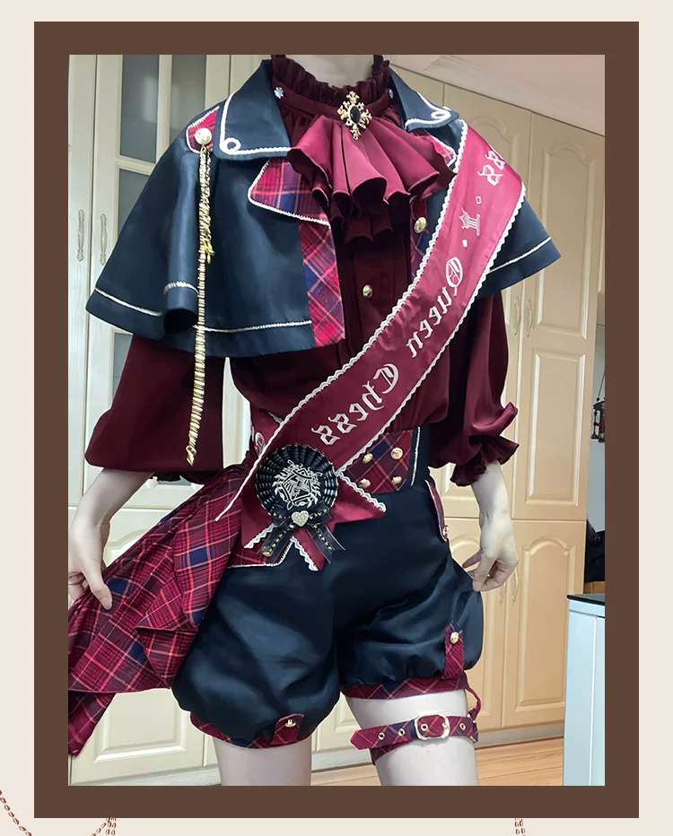 Queen's Chess - Ouji Lolita Cape Shirt & Shorts Set - Image 6