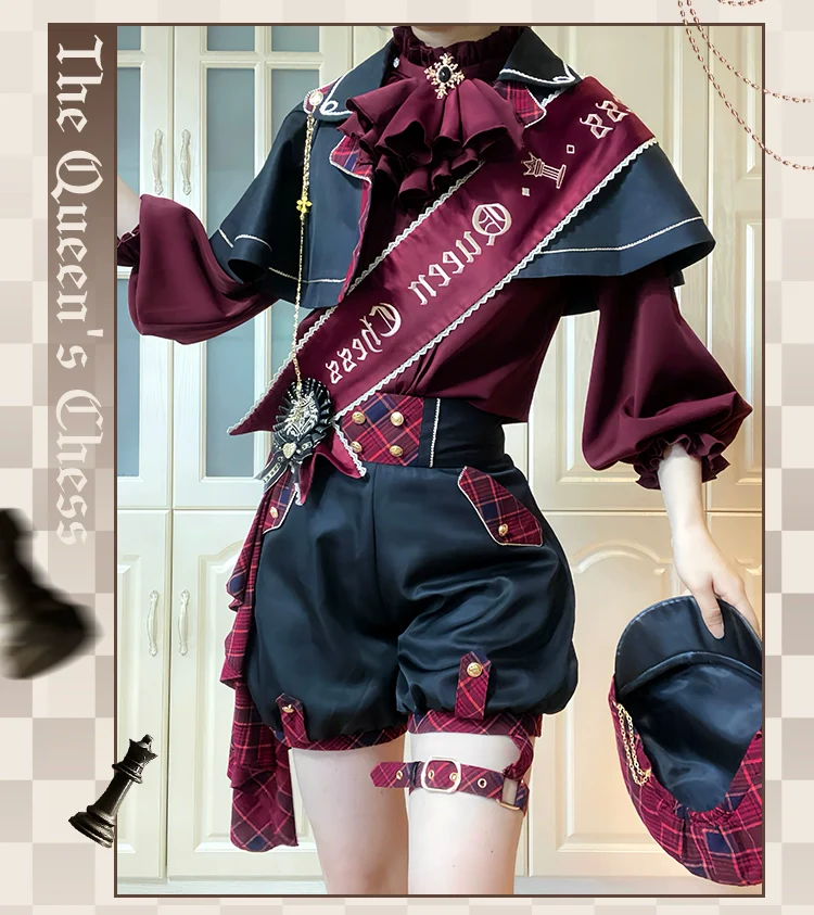 Queen's Chess - Ouji Lolita Cape Shirt & Shorts Set - Image 7