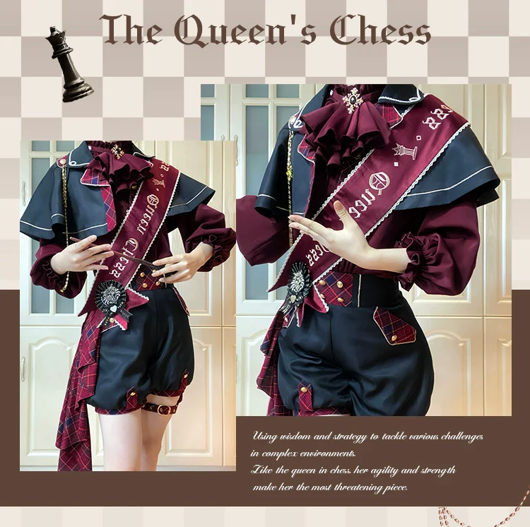 Queen's Chess - Ouji Lolita Cape Shirt & Shorts Set - Image 8