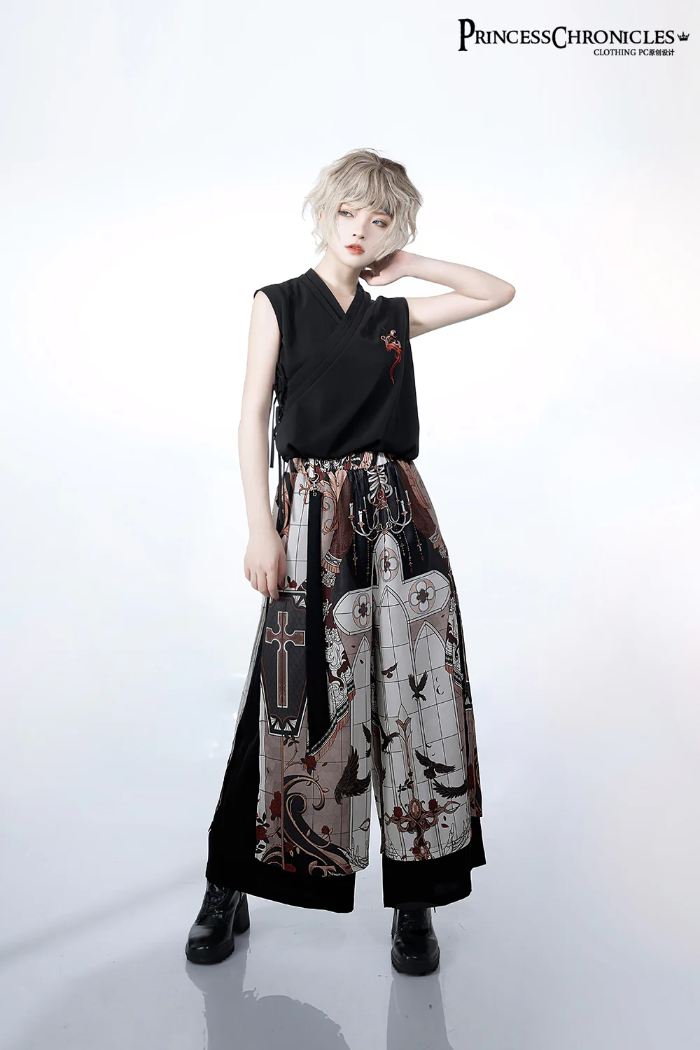 Night Instructions - Chinese Style Printed Loose Trousers