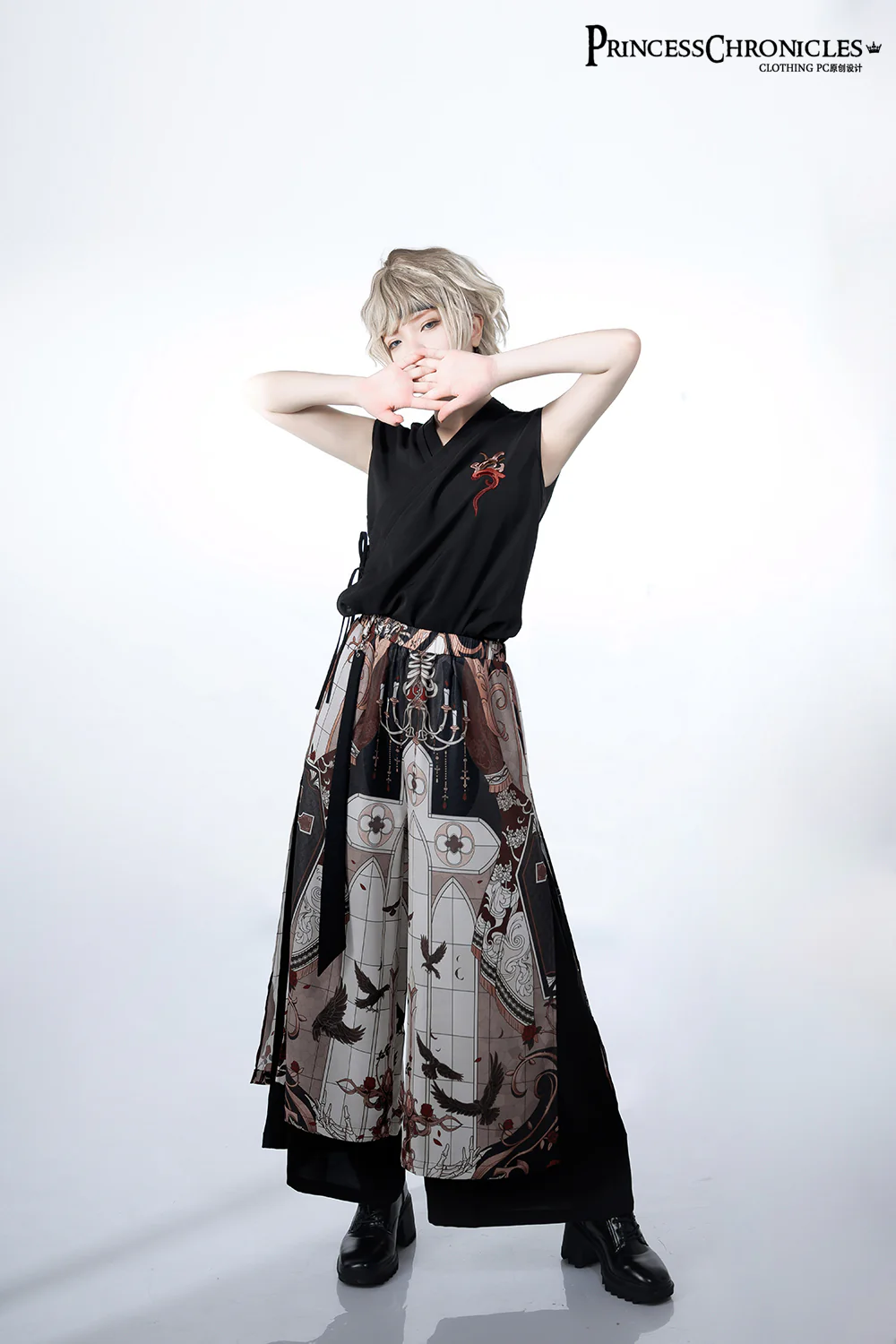 Night Instructions - Chinese Style Printed Loose Trousers - Image 6