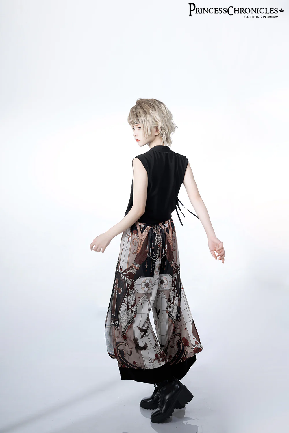 Night Instructions - Chinese Style Printed Loose Trousers - Image 7