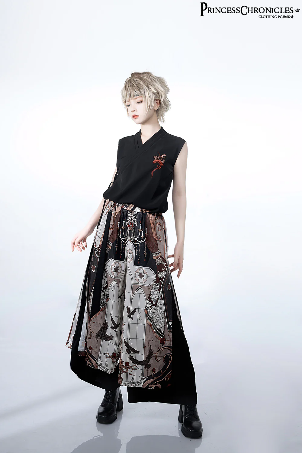 Night Instructions - Chinese Style Printed Loose Trousers - Image 8