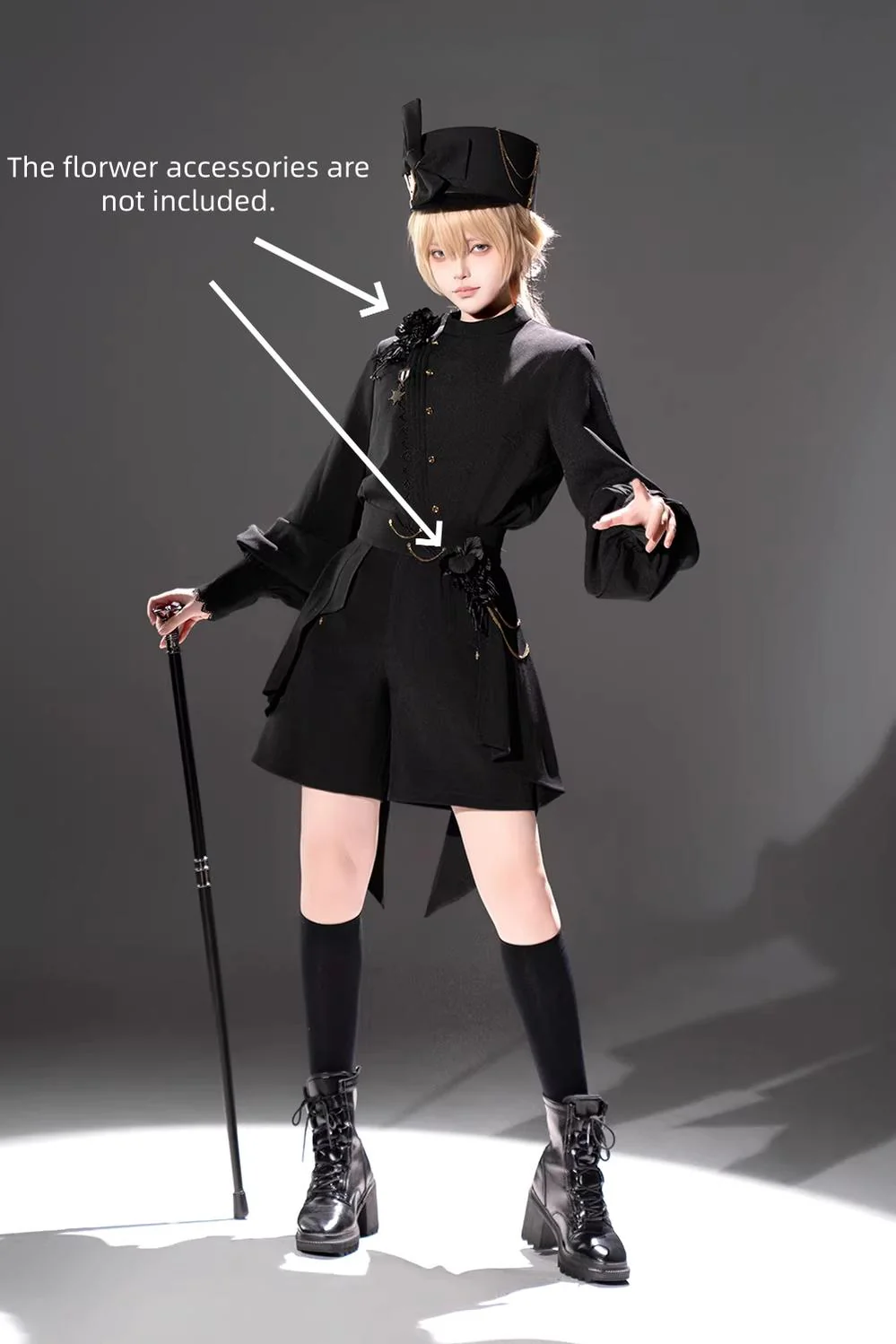 Rose's Will - Ouji Lolita Shirt, High-Low Hem Shorts - Image 4