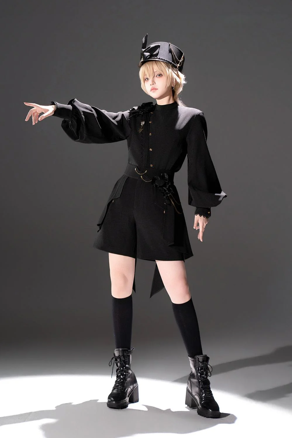 Rose's Will - Ouji Lolita Shirt, High-Low Hem Shorts - Image 5