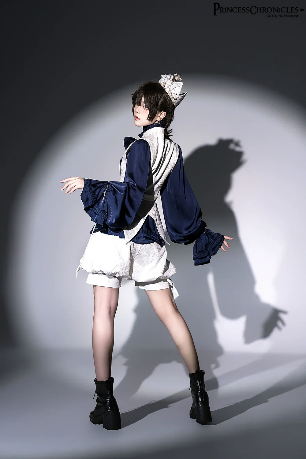 Rabbit Hunter - Ouji Lolita Shirt Sapphire Blue Long Sleeve Blouse - Image 6