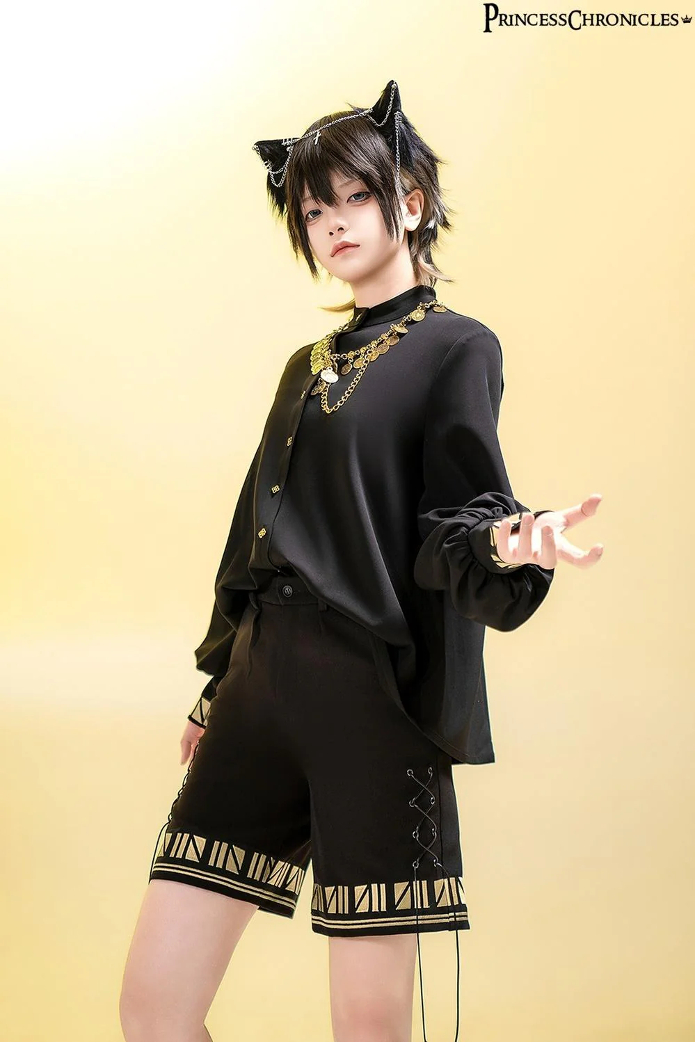 Black Cat - Ouji Lolita Shirt Vintage Blouse - Image 3