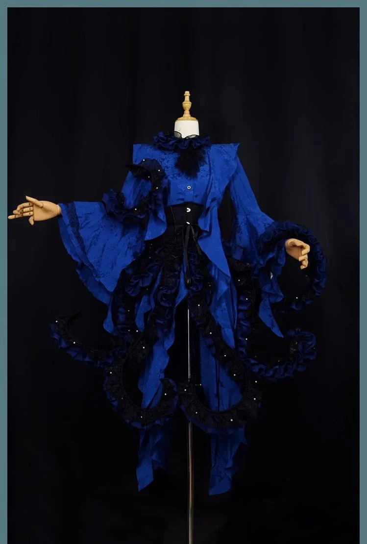 Camouflage Humanoid - Eerie Devour - Ouji Lolita Shirt with Irregular Hem - Image 9