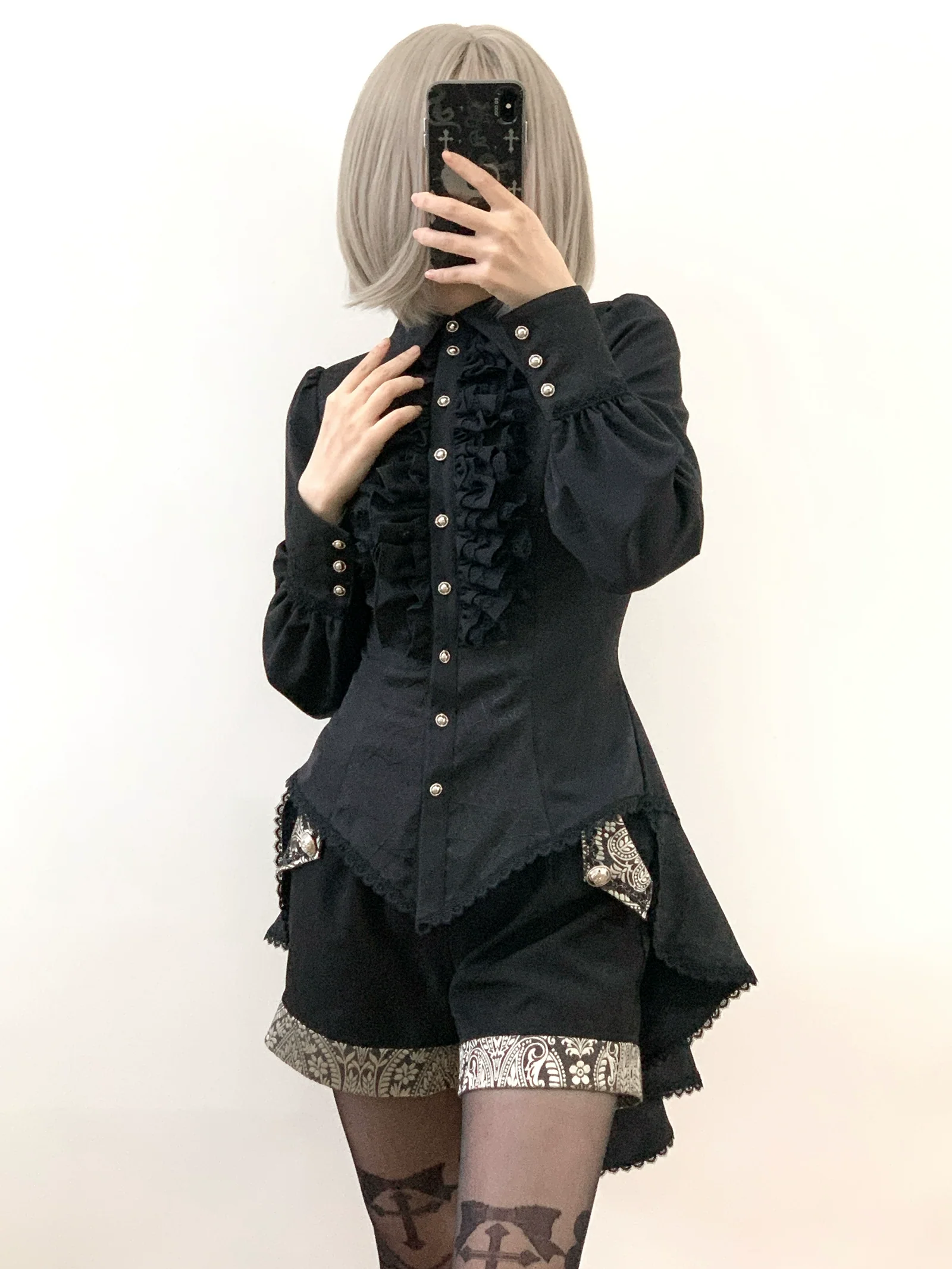Cold Rice - Ouji Lolita Shirt With Spiderweb Pattern in Several Versions - Image 10