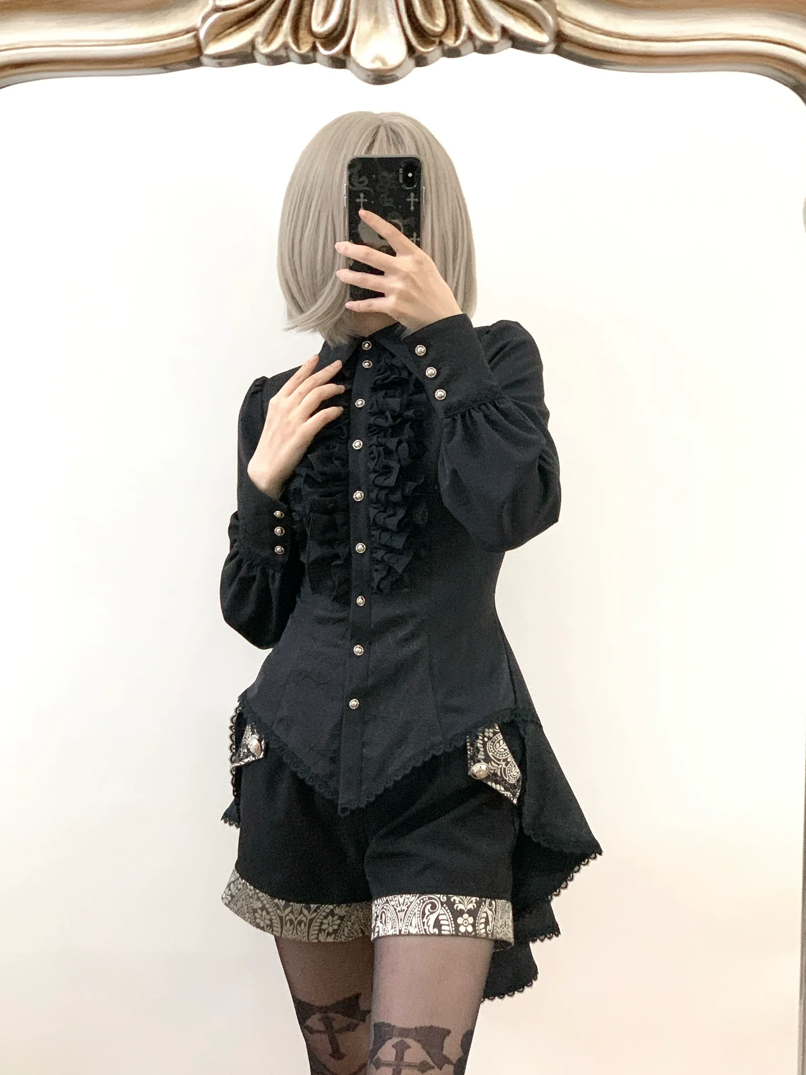 Cold Rice - Ouji Lolita Shirt With Spiderweb Pattern in Several Versions - Image 14