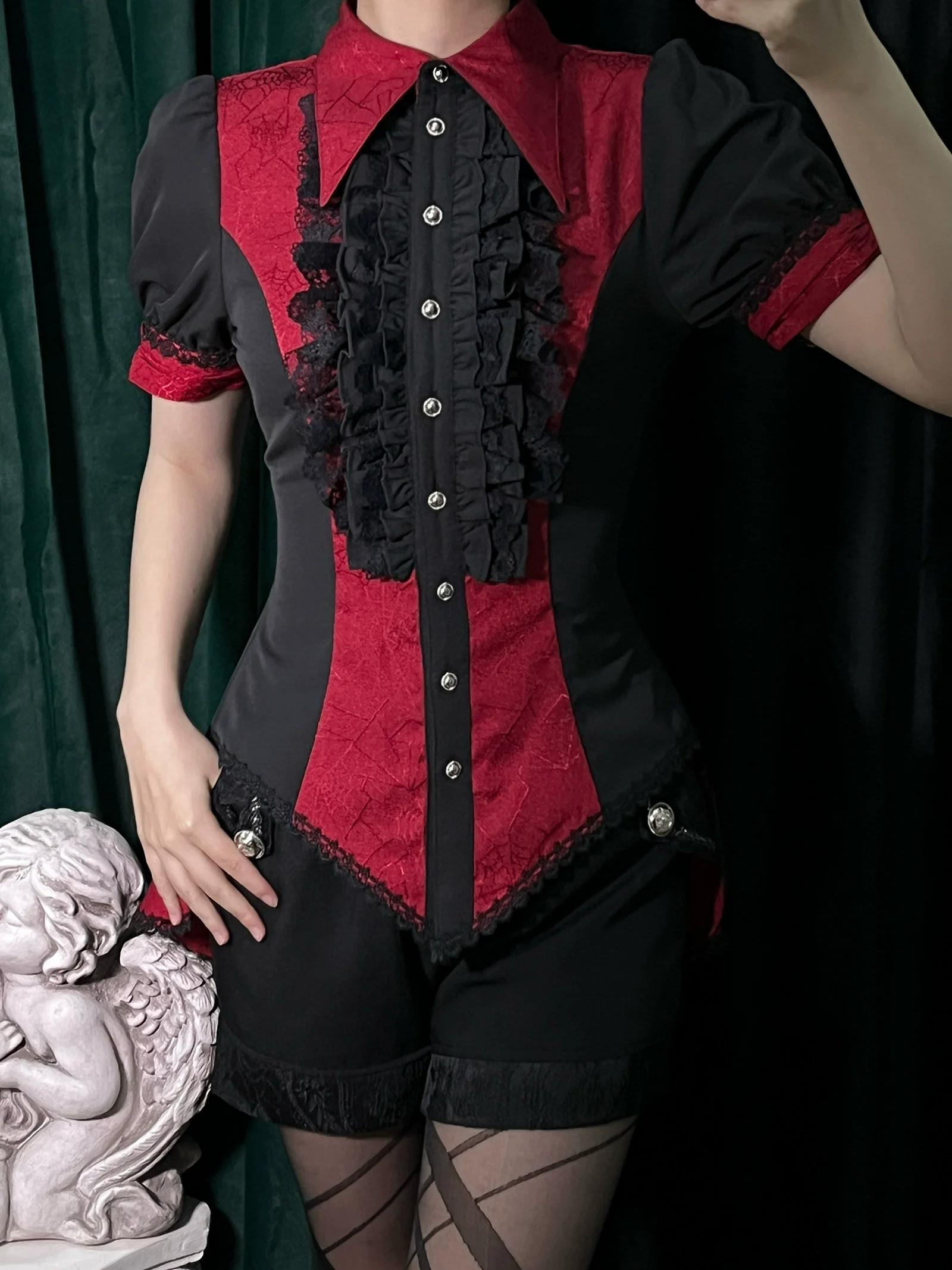 Cold Rice - Ouji Lolita Shirt With Spiderweb Pattern in Several Versions - Image 19