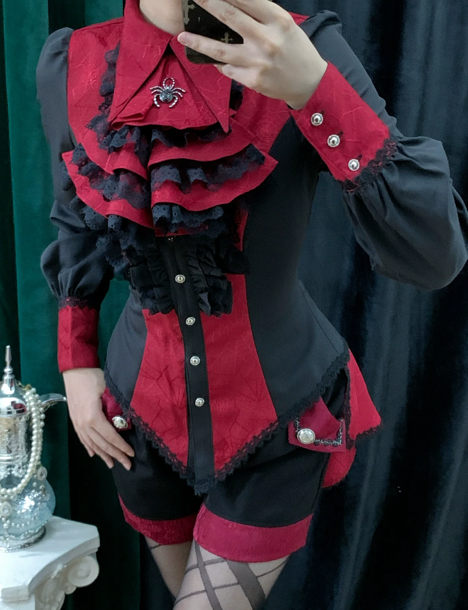 Cold Rice - Ouji Lolita Shirt With Spiderweb Pattern in Several Versions - Image 20
