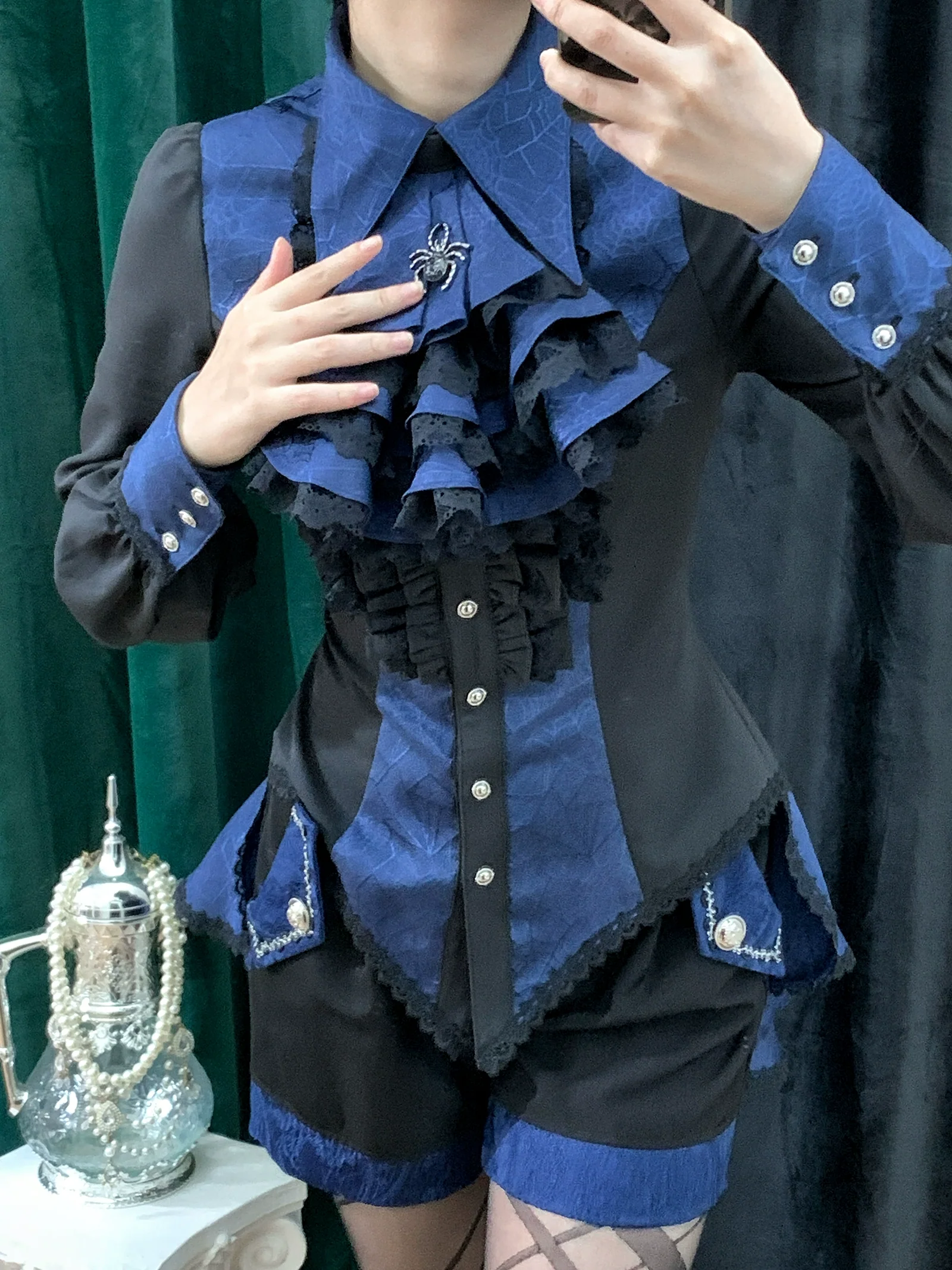Cold Rice - Ouji Lolita Shirt With Spiderweb Pattern in Several Versions - Image 28