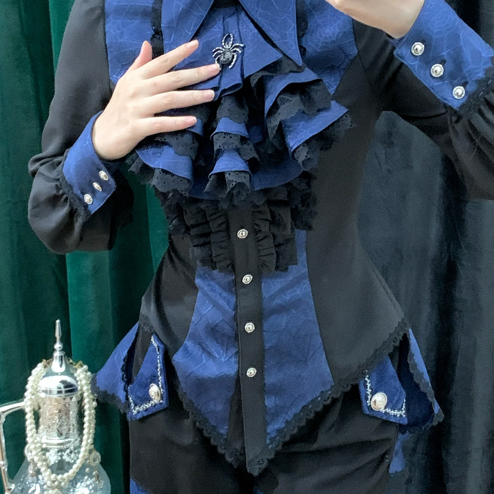 Cold Rice - Ouji Lolita Shirt With Spiderweb Pattern in Several Versions - Image 29