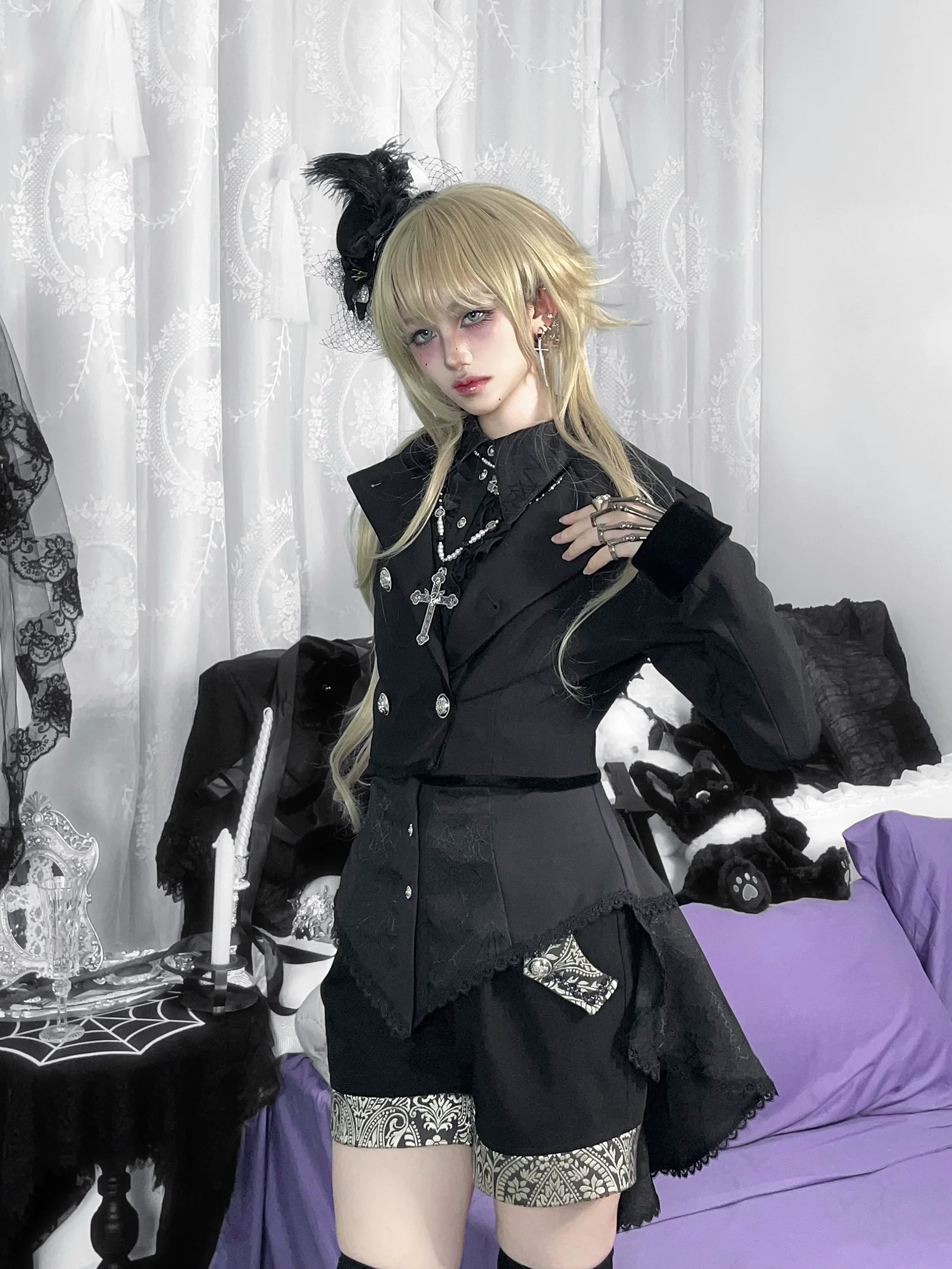 Cold Rice - Ouji Lolita Shirt With Spiderweb Pattern in Several Versions - Image 31
