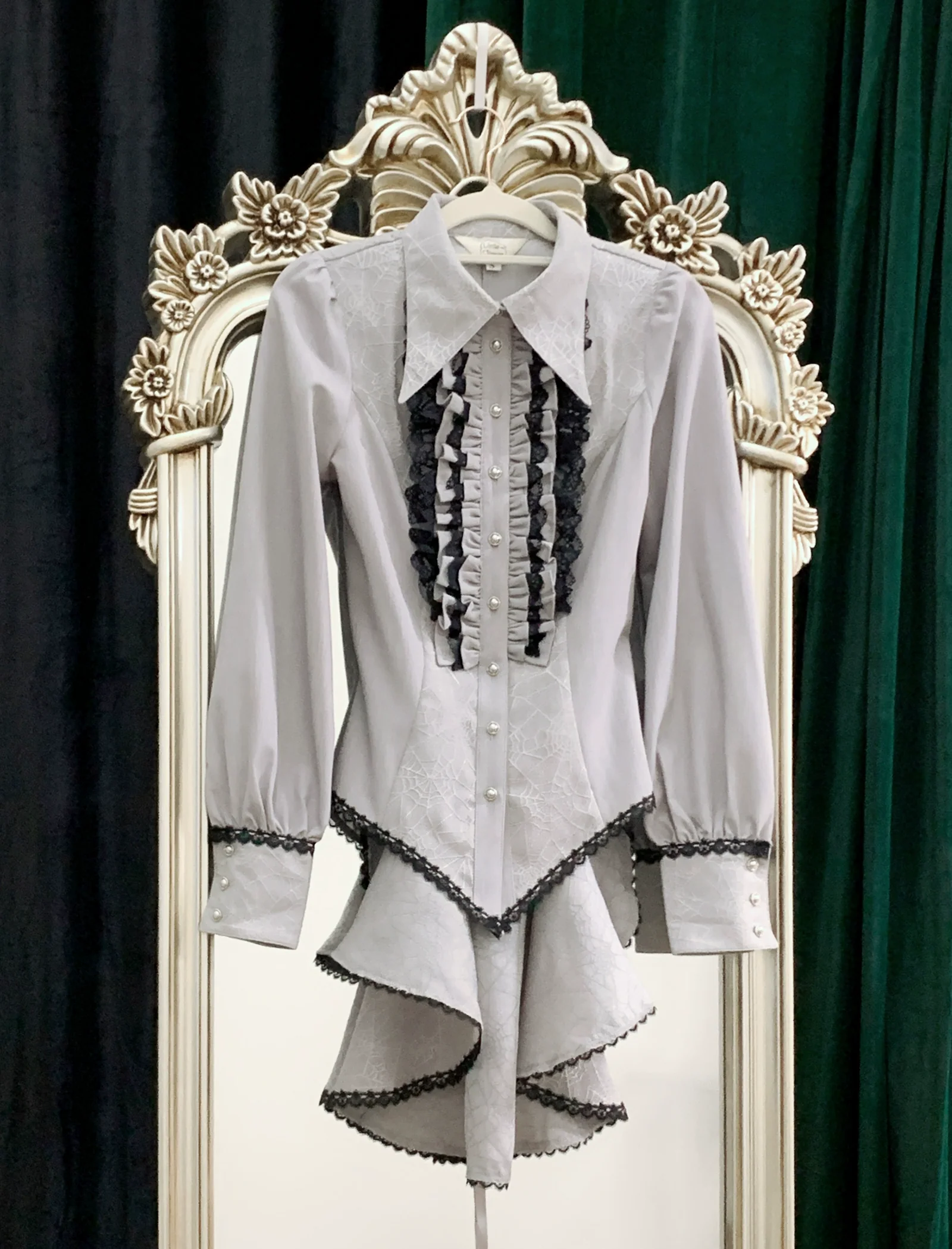 Cold Rice - Ouji Lolita Shirt With Spiderweb Pattern in Several Versions - Image 34