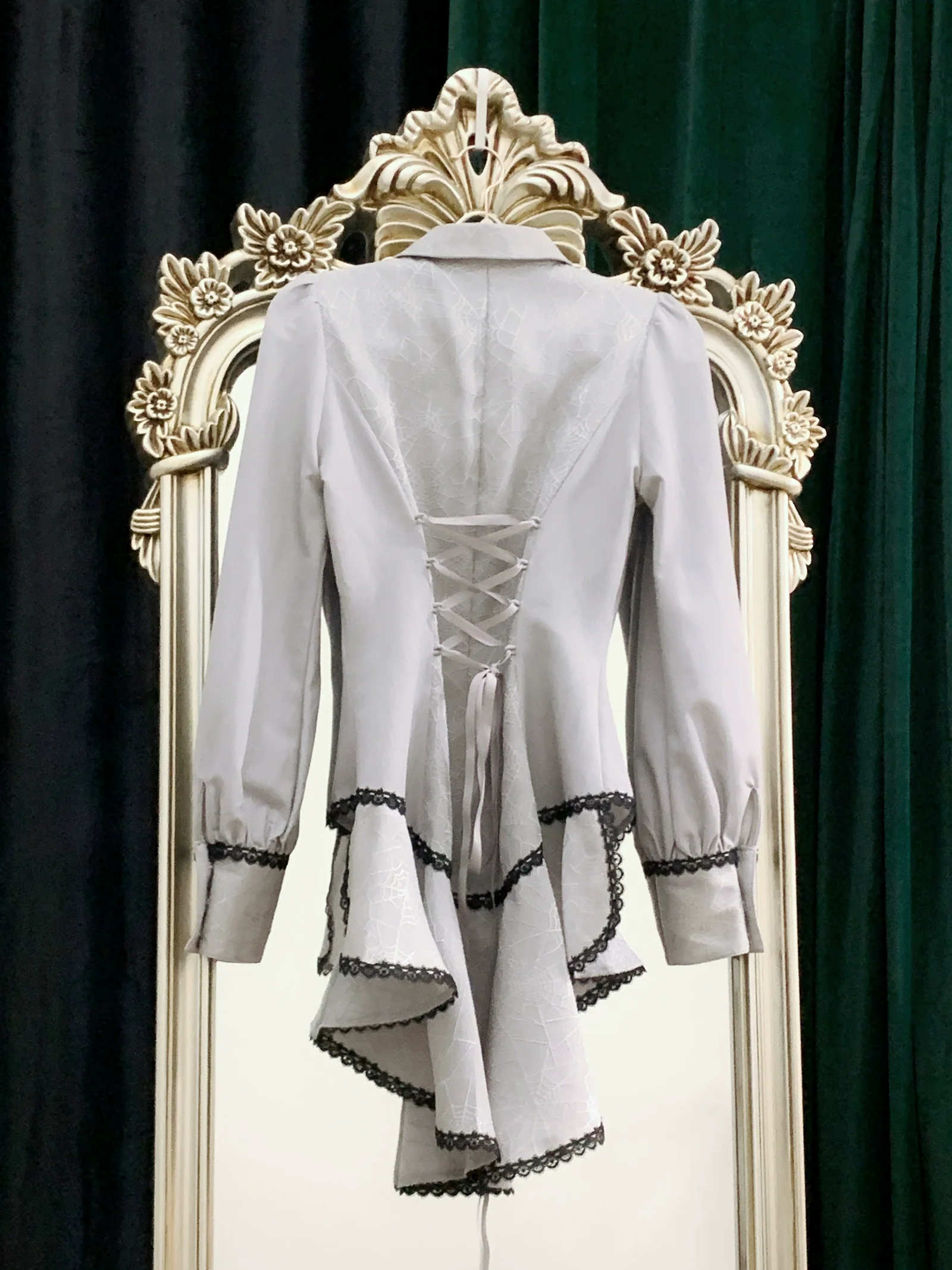 Cold Rice - Ouji Lolita Shirt With Spiderweb Pattern in Several Versions - Image 35