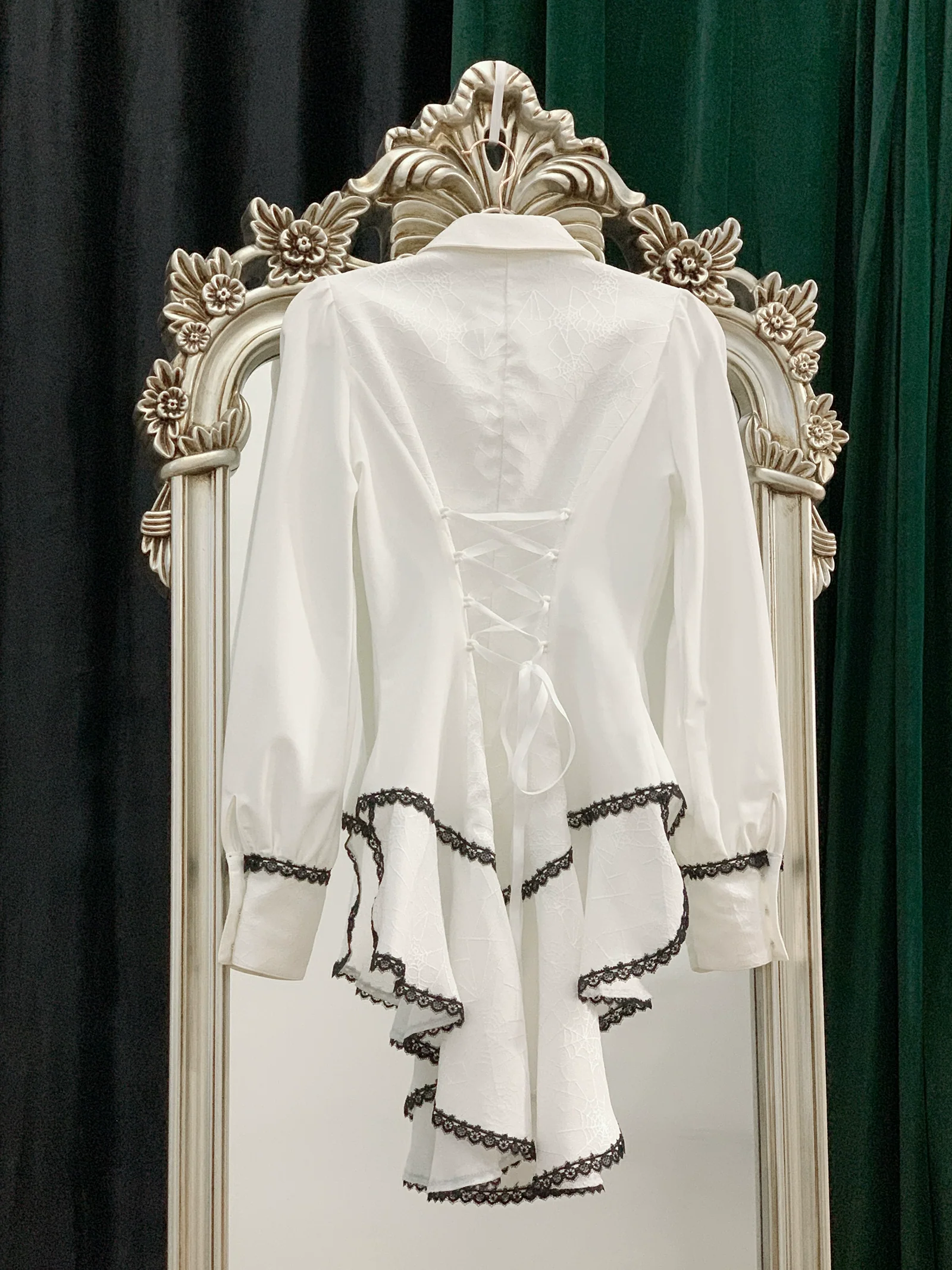 Cold Rice - Ouji Lolita Shirt With Spiderweb Pattern in Several Versions - Image 41