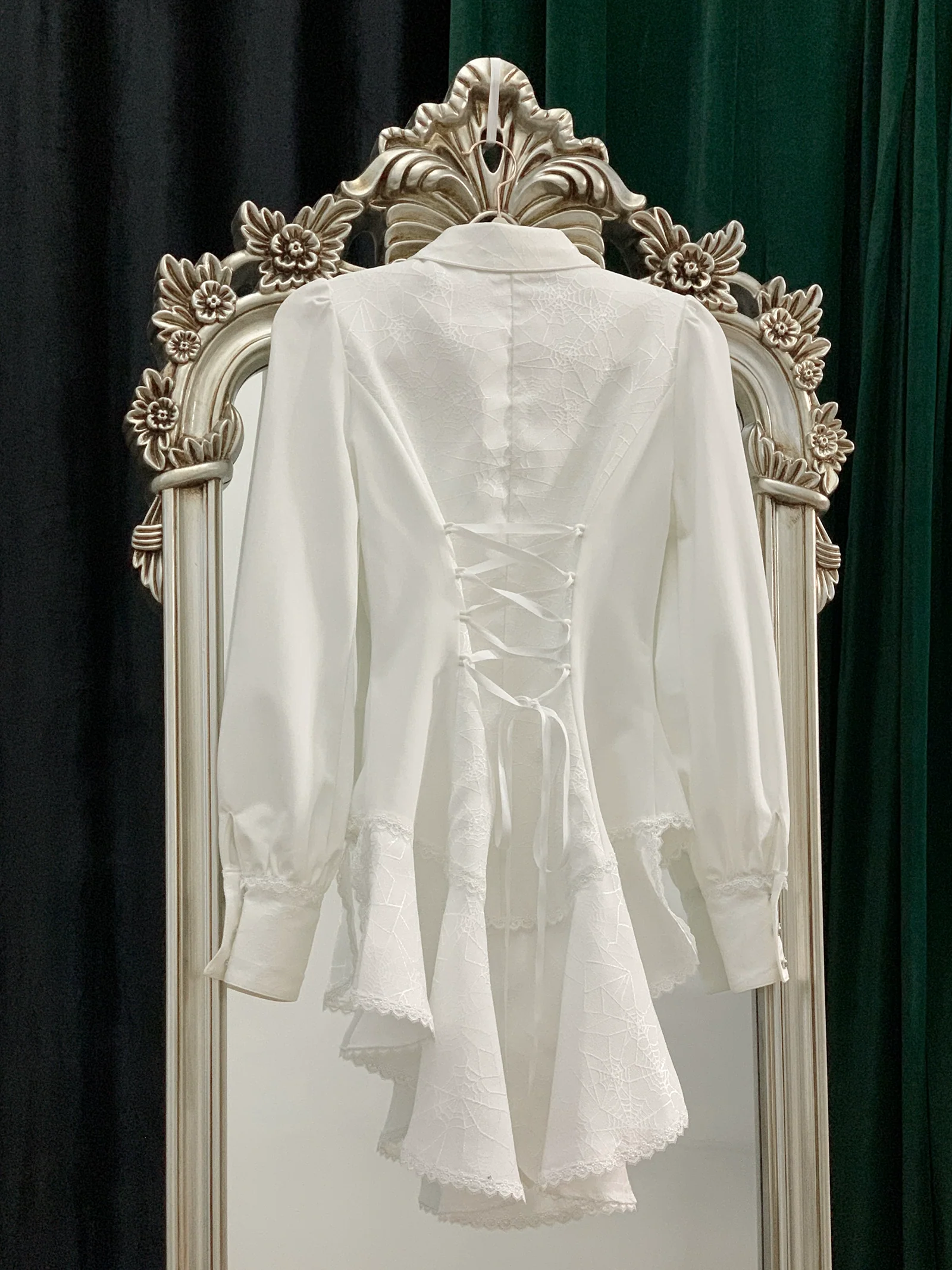 Cold Rice - Ouji Lolita Shirt With Spiderweb Pattern in Several Versions - Image 43