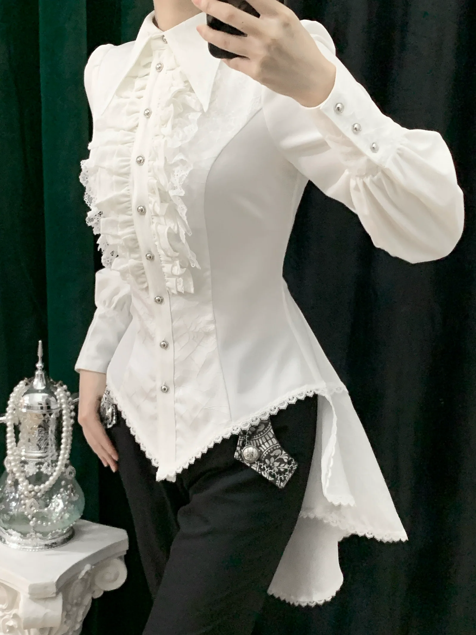 Cold Rice - Ouji Lolita Shirt With Spiderweb Pattern in Several Versions - Image 5