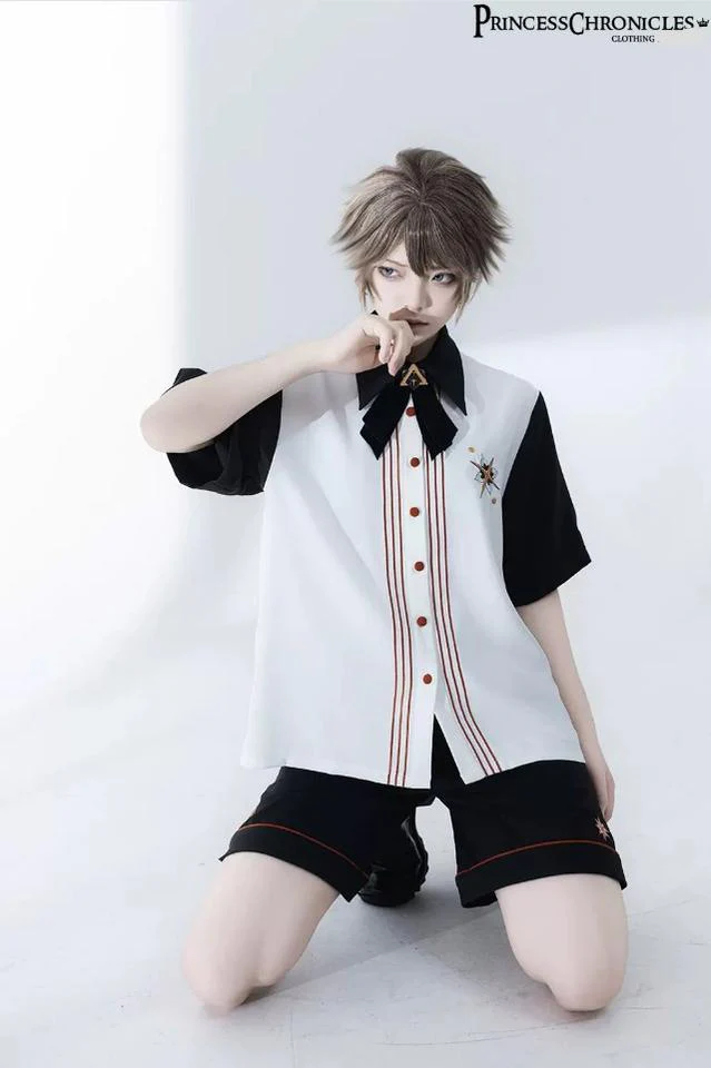 Floral Intoxication - Retro Ouji Lolita Short Sleeve Shirt and Embroidered Shorts Set