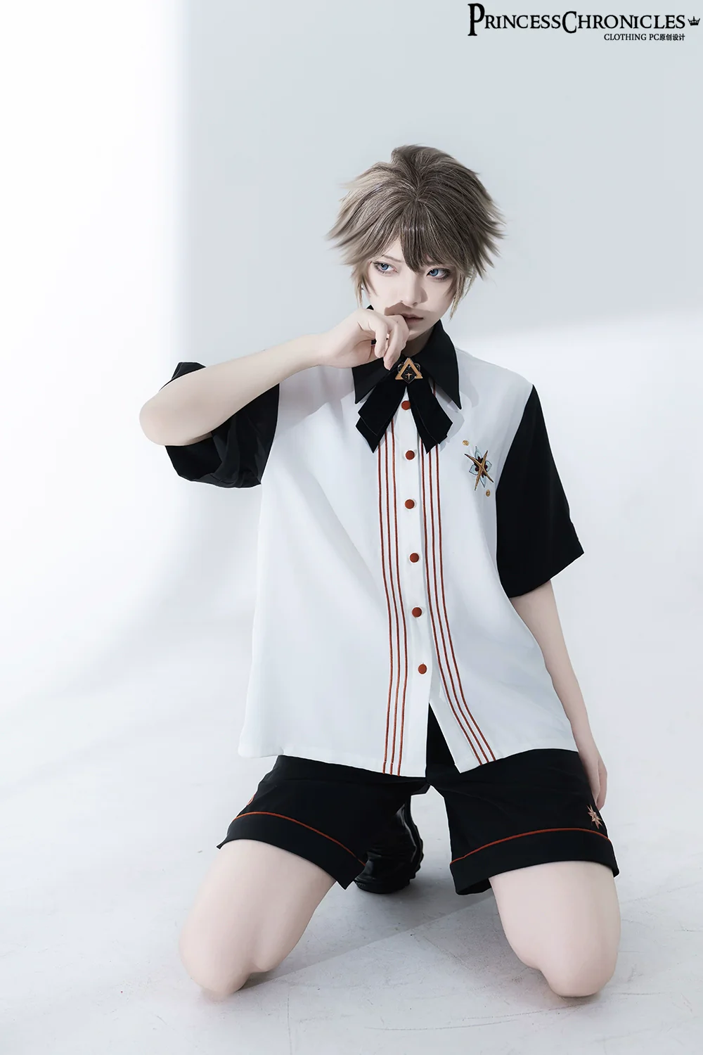 Floral Intoxication - Retro Ouji Lolita Short Sleeve Shirt and Embroidered Shorts Set - Image 2