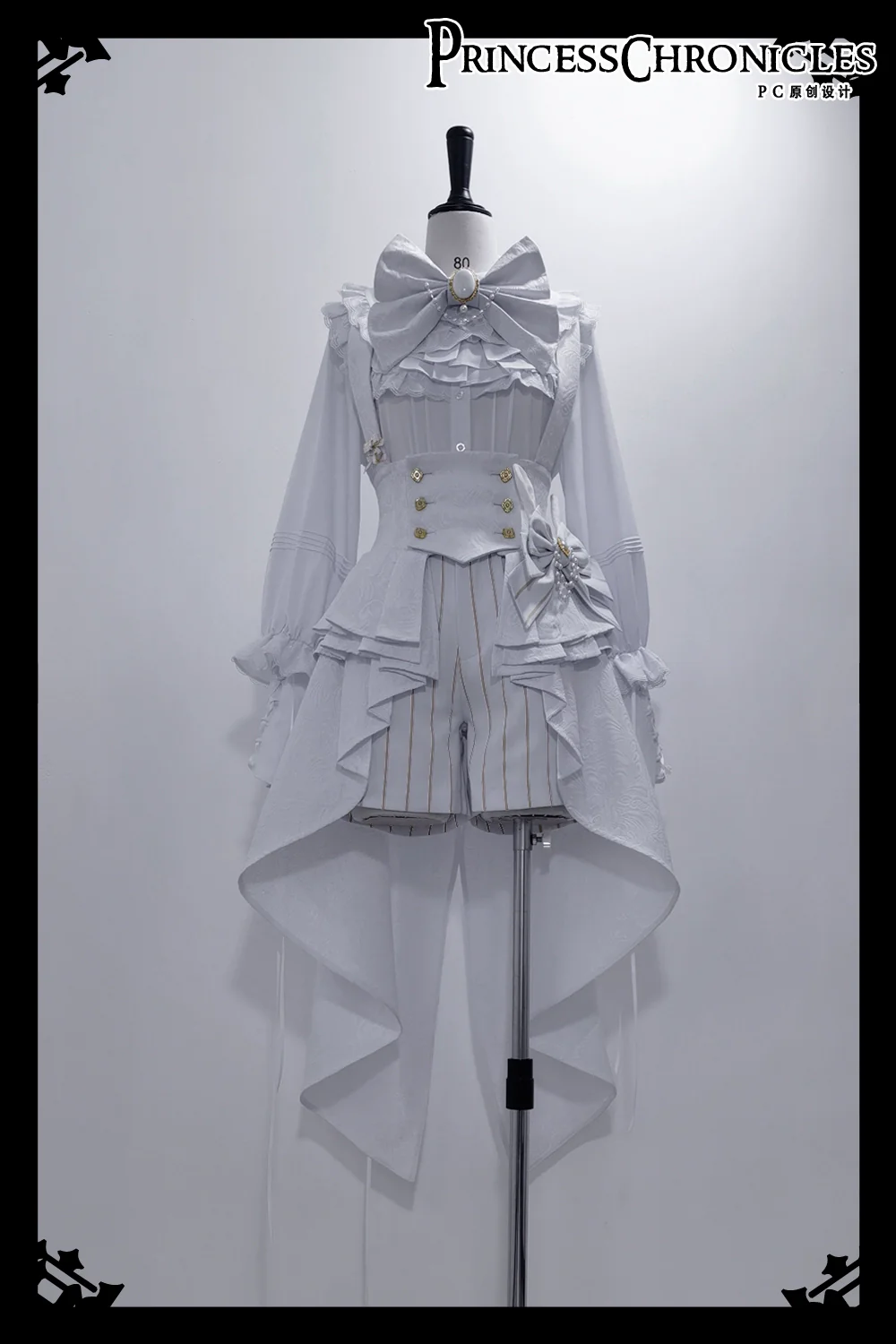 Rabbit Theater White Moonlight - Ouji Lolita Shorts Set, Rabbit Hat - Image 22