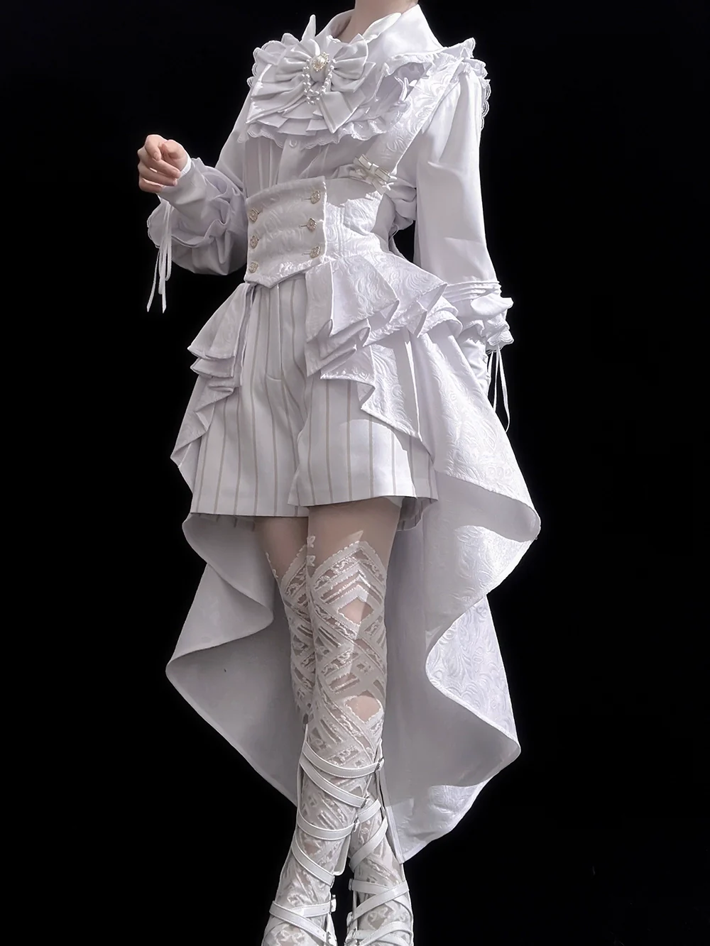 Rabbit Theater White Moonlight - Ouji Lolita Shorts Set, Rabbit Hat - Image 7