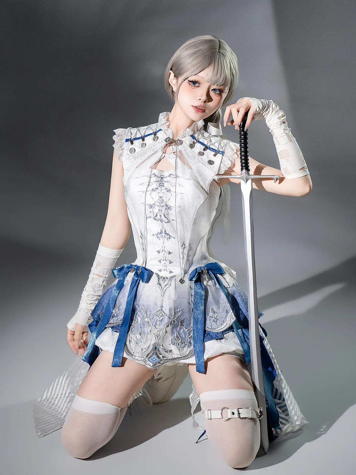 Blue Dragon Bone - Ouji Lolita Shorts Suit with Embroidery and Trailing - Image 10