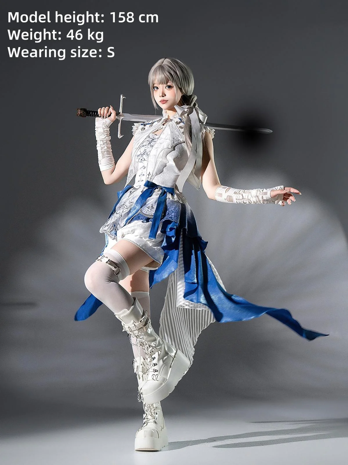 Blue Dragon Bone - Ouji Lolita Shorts Suit with Embroidery and Trailing - Image 5