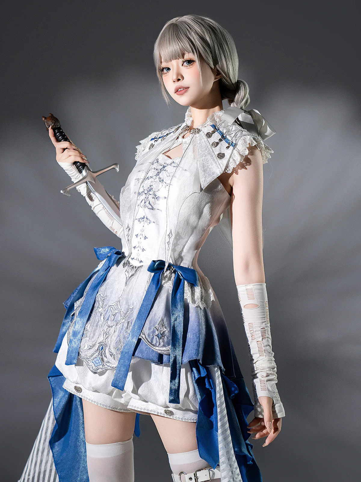 Blue Dragon Bone - Ouji Lolita Shorts Suit with Embroidery and Trailing - Image 7