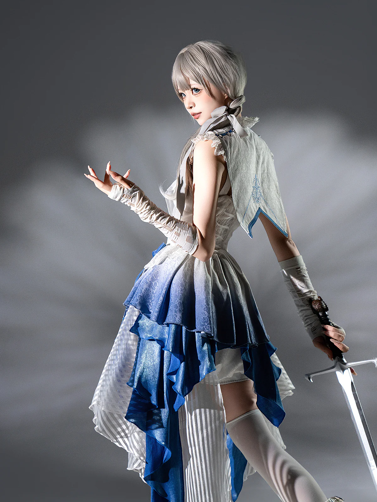 Blue Dragon Bone - Ouji Lolita Shorts Suit with Embroidery and Trailing - Image 8