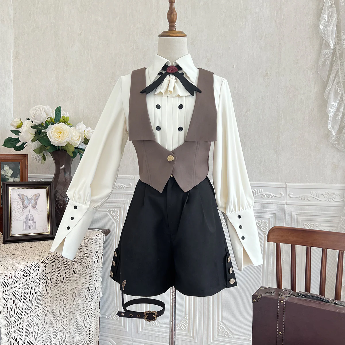 Narrative Poem - Ouji Lolita Shorts Suit with Shirt Cape and Vest - Image 17