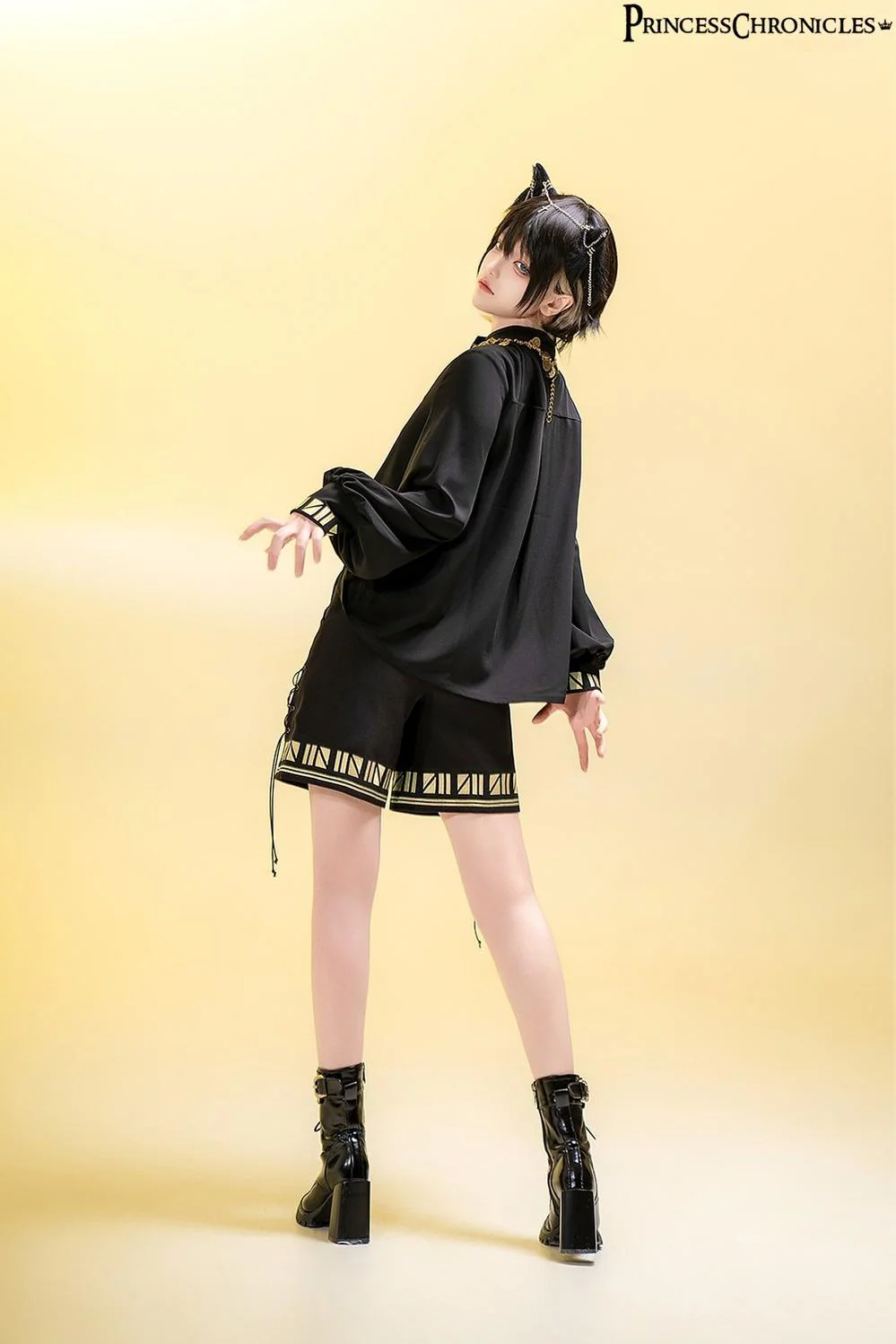 Black Cat - Ouji Lolita Shorts with Embroidered Straight Leg - Image 8