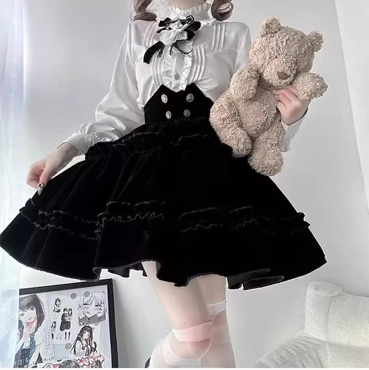 Erosion Heart F-Type - Ouji Lolita Suit Black Velvet Shorts and Skirt - Image 23