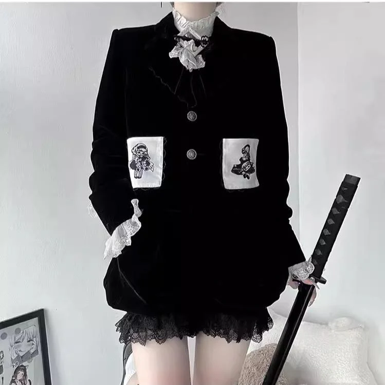 Erosion Heart F-Type - Ouji Lolita Suit Black Velvet Shorts and Skirt - Image 33