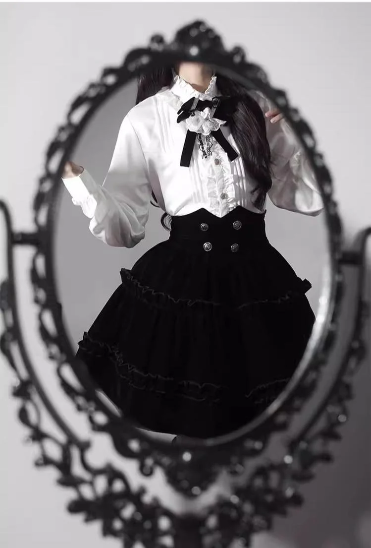 Erosion Heart F-Type - Ouji Lolita Suit Black Velvet Shorts and Skirt - Image 38