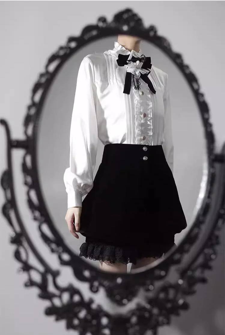 Erosion Heart F-Type - Ouji Lolita Suit Black Velvet Shorts and Skirt - Image 41