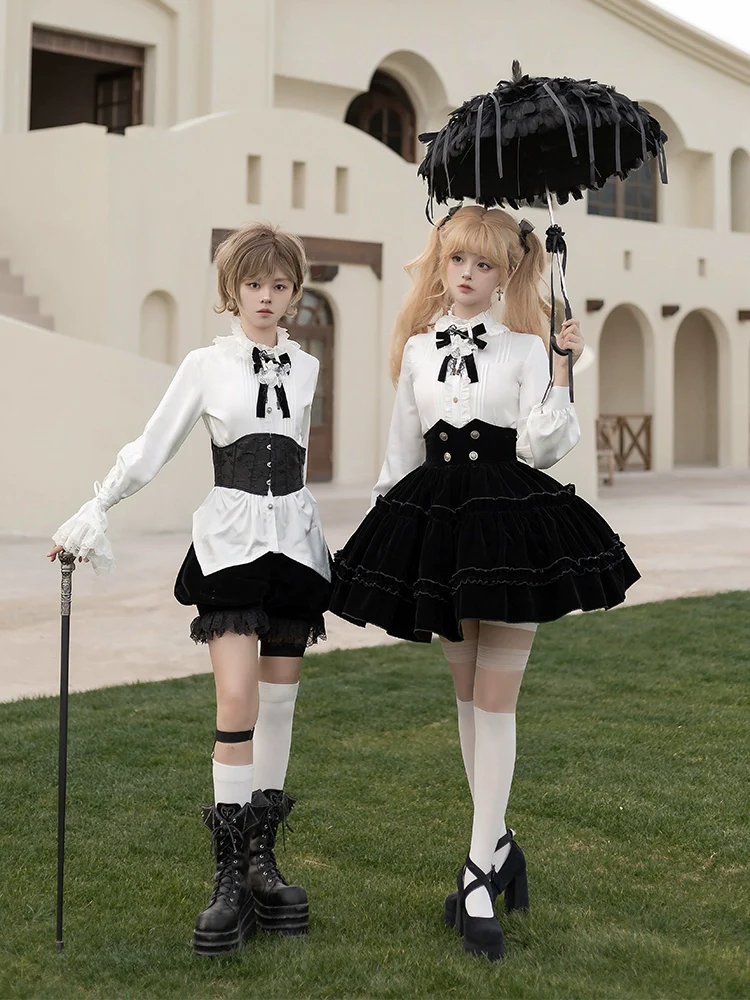Erosion Heart F-Type - Ouji Lolita Suit Black Velvet Shorts and Skirt - Image 5
