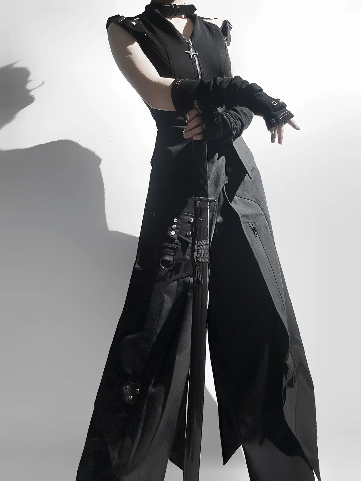 Nightblade - Black Ouji Lolita Apron Pants Suit - Image 9