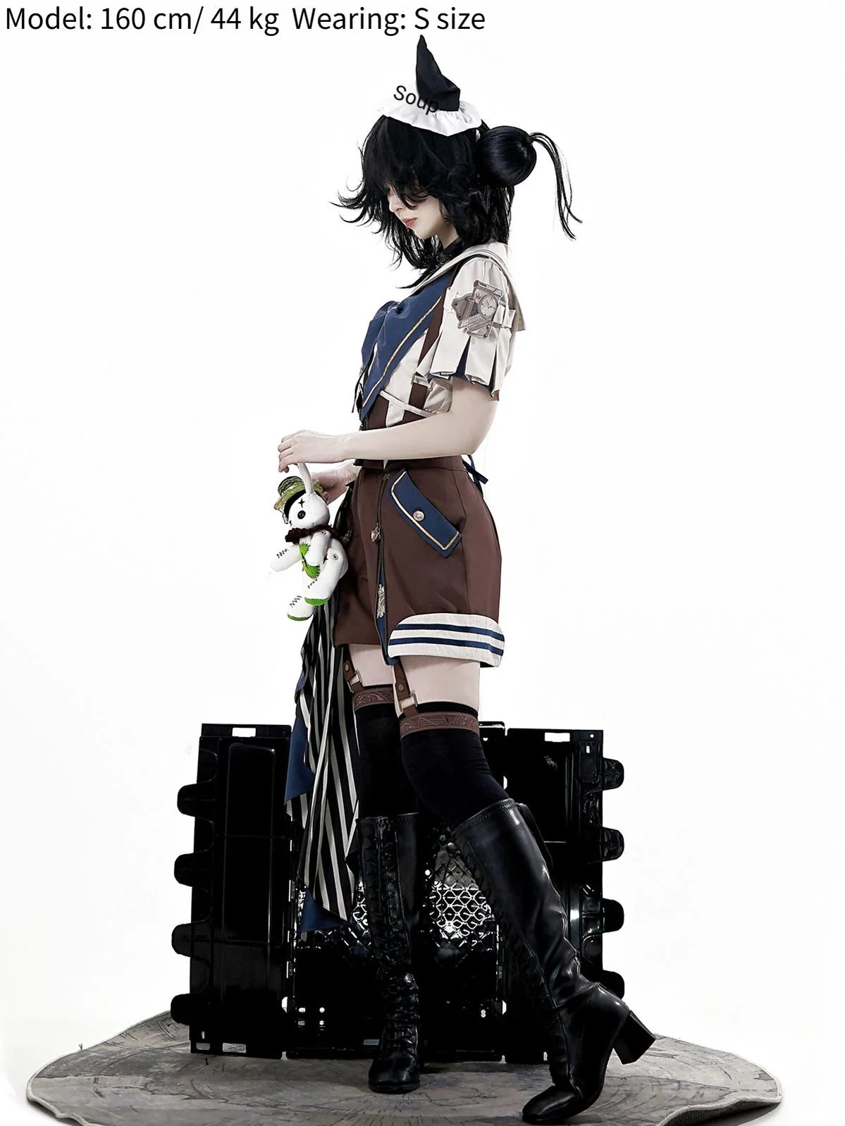 Voyager's Daily - Ouji Lolita Suspender Shorts Set with Shirt & Trailing - Image 4